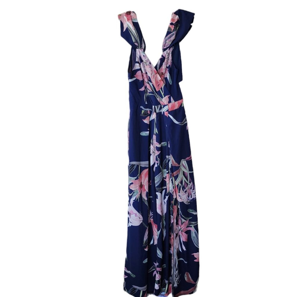 LORRAINE jumpsuit flared legs w long split (palazzo pants) size 8 - Picture 2 of 16